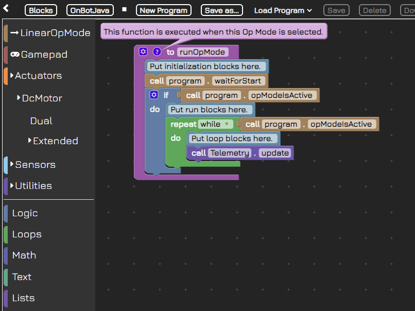 Opmode-start screenshot